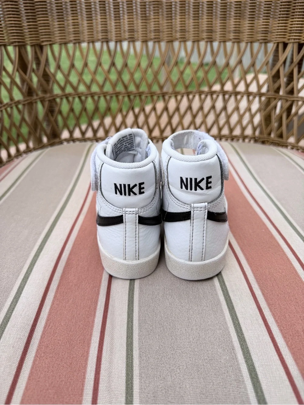 Nike Kids White High-Top Sneakers with Black Swoosh 12C